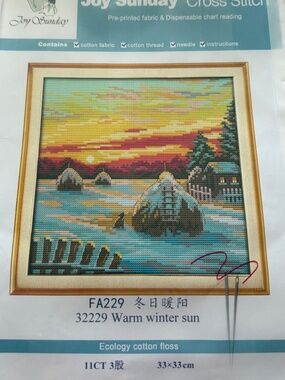Warm Winter Sun Joy Sunday Cross Stitch Kit 11 CT Pre-Printed Aida NEW